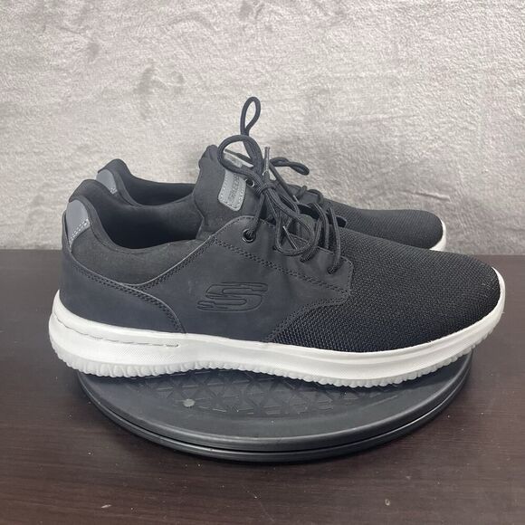 Skechers Men's Sz 10.5 Delson Swift Fit Hands Free Memory Foam Black Shoes - Picture 1 of 10